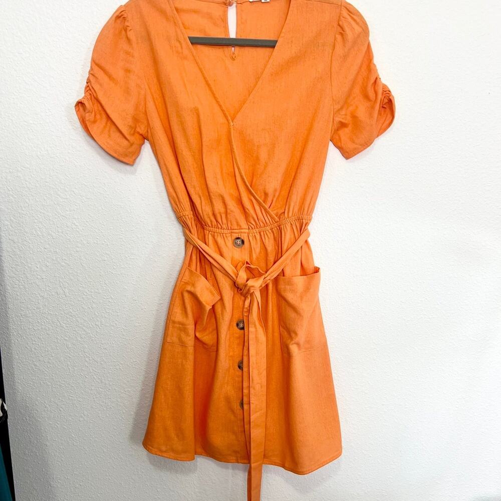Women's Orange linen dress size medium - Picture 1 of 5